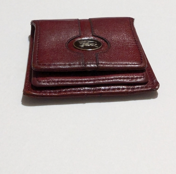 Burberry Vintage Burgundy Leather Coin Purse W/ Silver Signature Accent - Picture 2 of 13